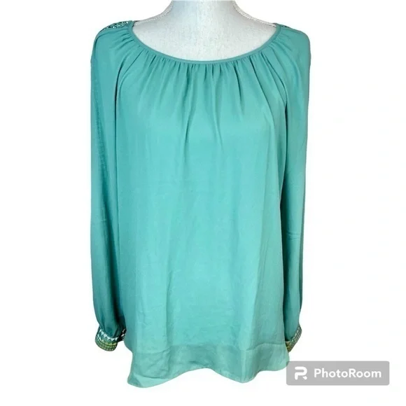 2/$25 Loft Sea Foam Green Business Casual Lightweight Feminine Pretty Blouse M - Picture 1 of 13